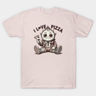 I love pizza Monster Retro Artwork Funny Vintage design for Pizza Lovers T-Shirt